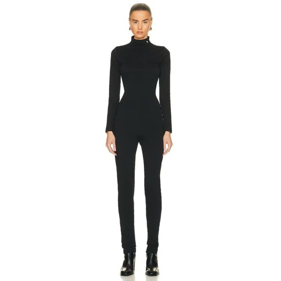 RAF SIMONS Womens Turtleneck Jersey Bodysuit Jumpsuit in Black Small New Catsuit - Picture 1 of 15